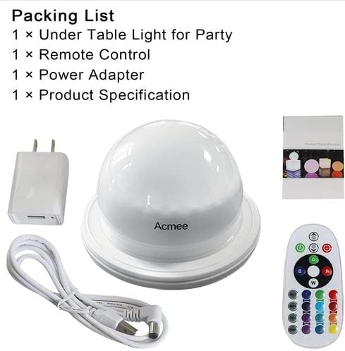 Under Table Light for Parties, Cocktail Table Lighting for Wedding with Remote, Rechargeable Uplighting for Coffee Table, Events, Reception, Furniture