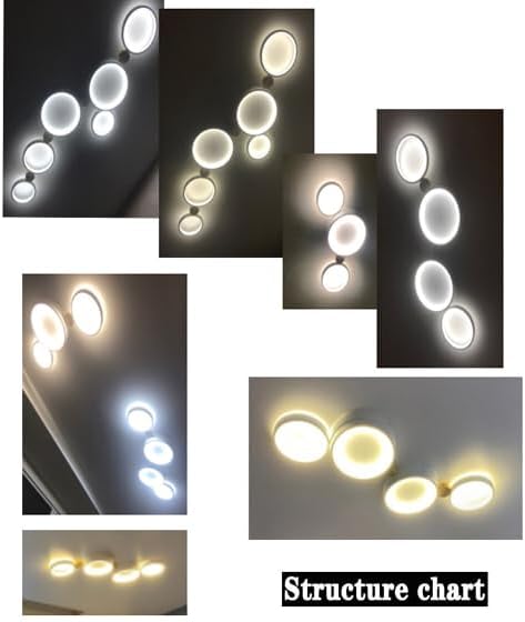 4-Lights LED Ceiling Light Fixture,Modern 23 Inch Dimmable Ceiling Lights Flush Mount Wooden 30W Chandelier for Living Room Bedroom Kitchen,3000K/4000K/6000K Temperatures Selectable White
