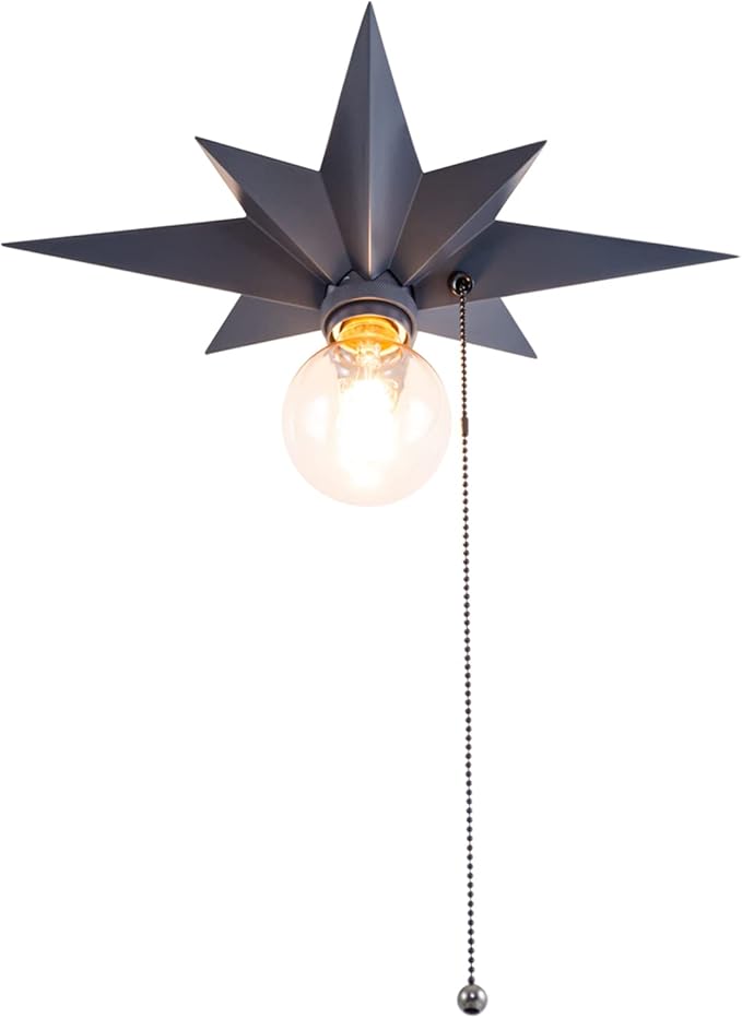 VILUXY Flush Mount Ceiling Light, Black Star Light Fixtures Ceiling with Pull Chain On/Off Switch for Hallway, Entryway, Study Room, Bedroom