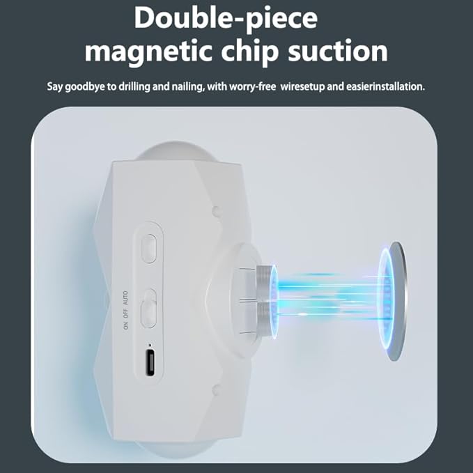 Rechargeable Motion Sensor Night Light, Magnetic RGB Color Changing LED Ambient Lighting, Compact Battery Operated Indoor Wall Light for Hallway, Stairs, Bathroom & Kids Room (USB-C)