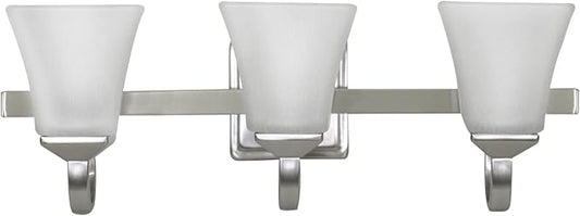 Design House 514760 Torino Traditional 3-Light Indoor Bathroom Vanity Light Dimmable Snow Glass for Over the Mirror, Satin Nickel