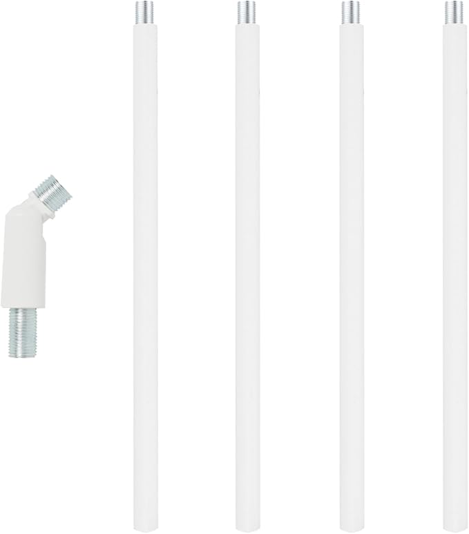 M10 Threaded Extension Rod with Sloped Ceiling Adapter Kits for Pendant Light, Island Lighting, White
