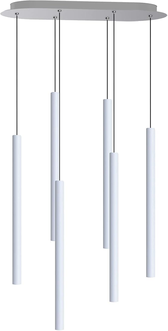 CANALIS 6 Mini Pendant Lighting White - LED Hanging Light Fixture for Kitchen Island, Bar, Foyer - Cluster Pendants - Dimmable, Adjustable Wire, Lamp Bulb Included