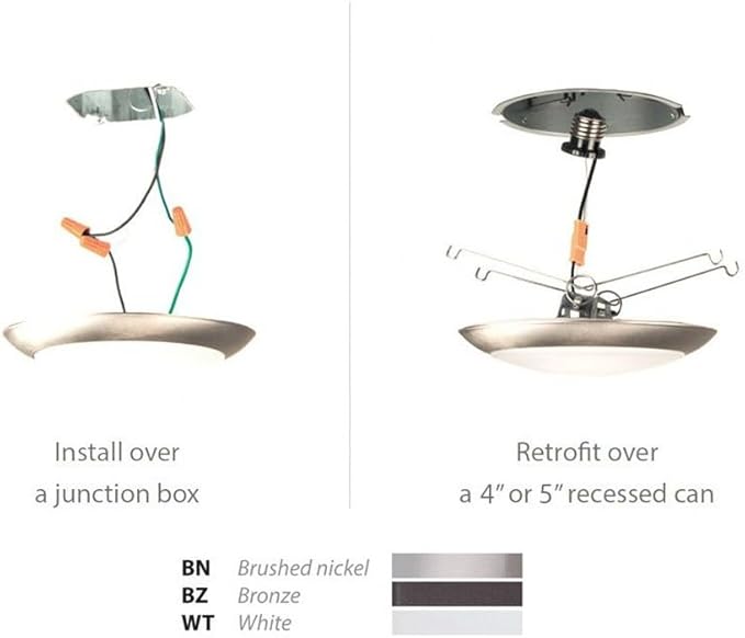 WAC Lighting Disc 4in LED Round Flush Mount with Recessed Retrofit Kit 3000K CCT 12W 725 Lumens in Bronze