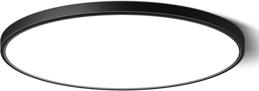 LEDLightsWorld 15.7inch 32W LED Flush Mount Ceiling Light, 5000K Daylight White LED Ceiling Light, 3800LM Bright Round Flat Panel Light, Black Ceiling Light for Bedroom, Living Room, Dining Room