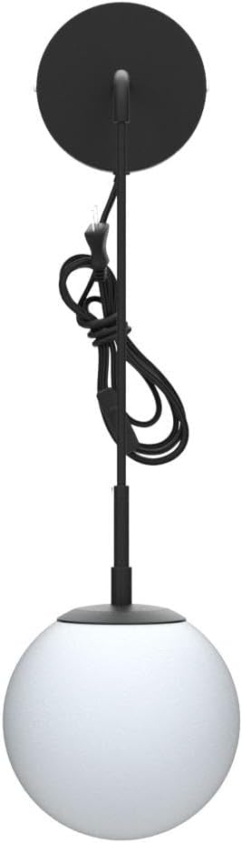 KUZZULL Wall Sconces Set of Two Plug in Wall Sconces Matte Black Wall Lamp with Plug in Cord and Switch Hanging Indoor Wall Mounted Lights with Globe Glass Shade Plug in Sconces Wall Decor Set of 2