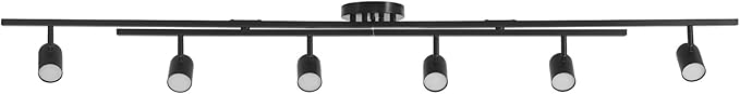 Globe Electric 59471 6-Light Foldable LED Integrated Track Lighting, Matte Black, Center Swivel Bars, 2400 Lumen