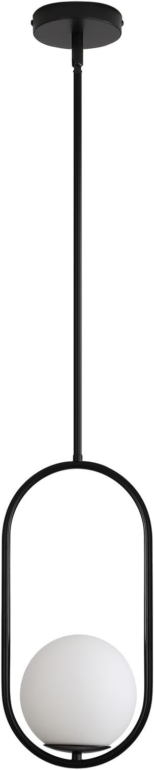 Yunnix 3 Pack Pendant Lights Kitchen Island, Pendant Light Fixtures, Modern Black Globe Glass Pendant Lighting, Mid Century Chandelier One Light for Bathroom Bedroom Dining Room