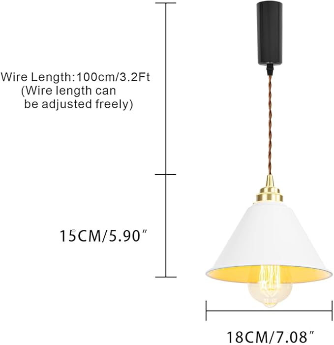 3.2 Ft Adjustable Cord H-Type Track Pendant Brass & White Shade Hanging Light Vintage Design for Kitchen Office Stairs Set of 3(No Bulb, Track)