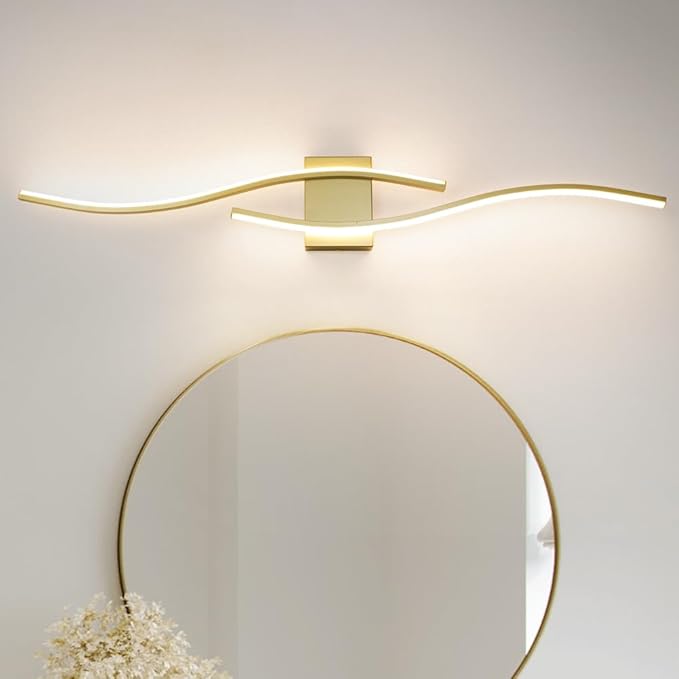 Modern Gold Bathroom Light Fixtures, LED Vanity Light with Remote Control, Bathroom Vanity Light Fixture Over Mirror, Wall Lights for Bedroom, 40.5 inch Wall Sconce Lighting for Home, Living Room