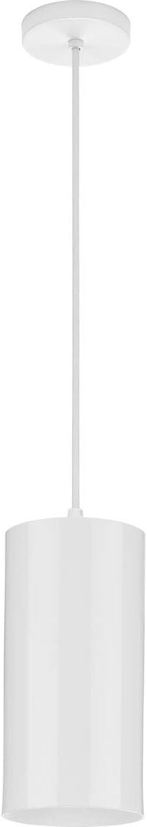 Progress Lighting 1-Light Modern Outdoor Hanging Pendant Light, 6-Inch, Cylinder Collection, Indoor & Outdoor, White (P500356-030)