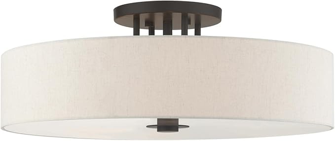 Livex Lighting Meridian - 6 Light Semi-Flush Mount in Modern Style - 30 Inches Wide by 11.25 Inches high-English Bronze Finish