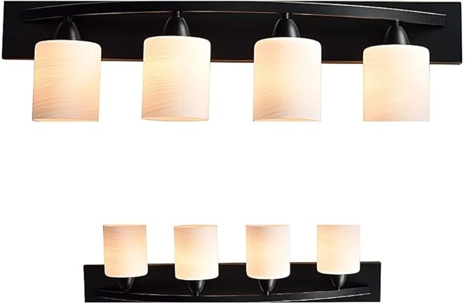 The Door Bull Modern 4-Light Bathroom Vanity Light – Oil Rubbed Bronze Fixture with Frosted Glass Shades, E26 Socket – Wall Sconce for Mirror, Bathroom, Kitchen, Hallway, Entryway