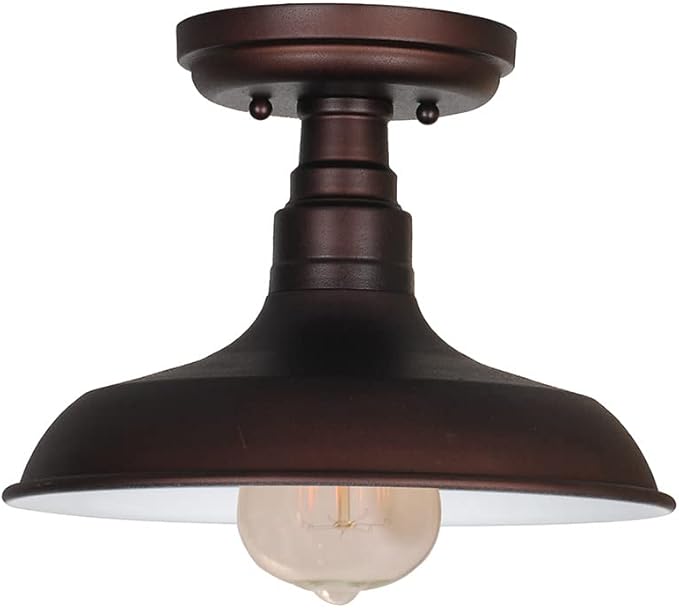Design House 519884 Kimball Industrial Farmhouse 1-Light Indoor Semi-Flush Ceiling Mount Light with Metal Shade for Kitchen Hallway Dining Room Bedroom, Coffee Bronze