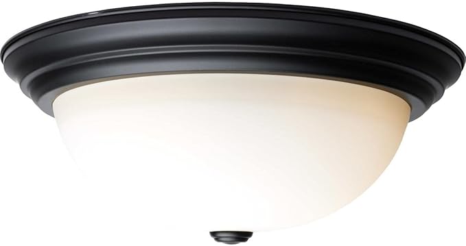 Nuvo Lighting 61020-15" 3 Lamp 120 Volt Matte Black White Glass Indoor Flush Mount Light Fixture (3 LT - 15 Flush Fixture BLK (60-129))