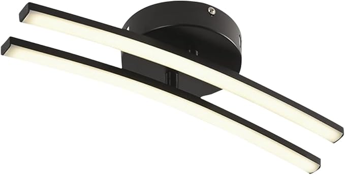 Modern Black and White Ceiling Light Fixture, Warm White LED Close to Ceiling Lamp for Bedroom and Living Room, Minimalist Hanging Lamp for Hallway and Corridor Lighting