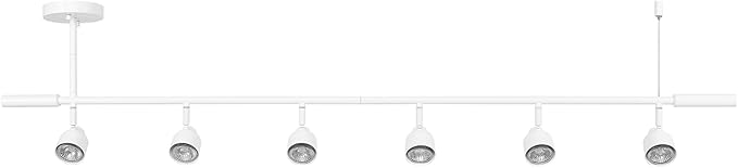 Globe Electric 64000054 6-Light Adjustable Height Track Lighting, Matte White, Pivoting Shades, GU10 Base, Minimalist Ceiling Light for Kitchen or Dining Room, Dimmer Switch Compatible