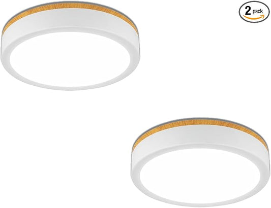 11" Minimalist Modern LED Ceiling Light, Painted Wood Grain Flush Mount with 5CCT 2700K-5000K, Dimmable LED Light Fixtures Ceiling Mount for Kitchen Bathroom Bedroom Hallway, 2 Packs