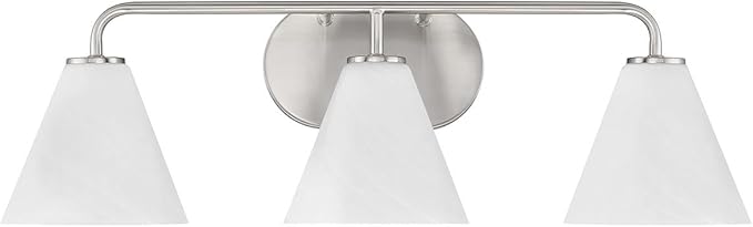 Savoy House 8-2988-3-SN Blair Traditional Vintage White Strie Glass Bathroom Vanity Wall Light, 3-Light 180 Total Watts, 8" H x 26" W, Satin Nickel