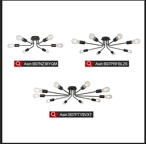 6 Light Sputnik Chandelier Oil Rubbed Bronze Ceiling Light Semi Flush Mount Light Ceiling for Kitchen Dining Room Living Room Foyer