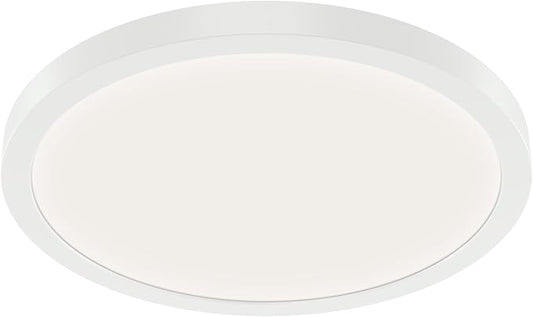 KICHLER Ara 11.03" Modern Minimal Round LED Flush Mount in White, for Damp Indoor Locations, Main Light Source, Integrated LED, Edge-Lit Technology, 1600 Lumens, Dimmable to 10%, 53011WH30