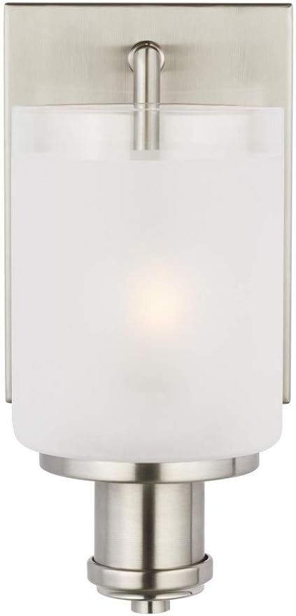 Generation Lighting 1-Light Norwood Traditional Bath Fixture Wall Lamp Brushed Nickel 4139801-962 | Bathroom Light Fixture for Home Decor | Wall Sconce Vanity Light Fixture and Bathroom Accessory