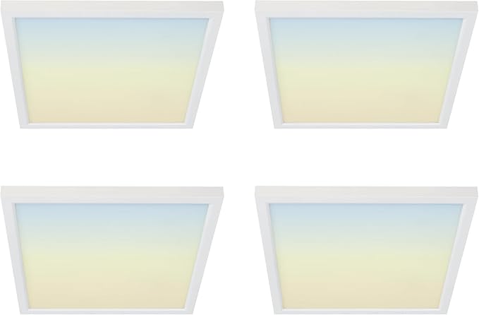 Feit Electric 7.5 Inch LED Square Ceiling Light, Dimmable Flat Panel Light with Color Selection (5CCT), Fits 5/6 Inch Recessed Cans, TP24 Adapter Included (7.6"x 7.6"x 1.3"), 4 Pack, 74208/6WYCA/4