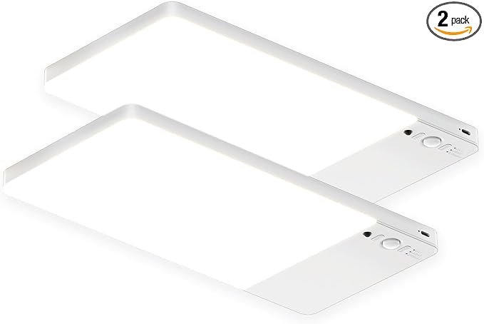 FULEN 2 Pack Rechargeable Motion Sensor Ceiling Light Upgraded, Cordless Closet Light with 12000mAh Battery, LED Shower Light for Bathroom,Pantry,Porch,Garage,3000K/4500K/6000K, Remote Control