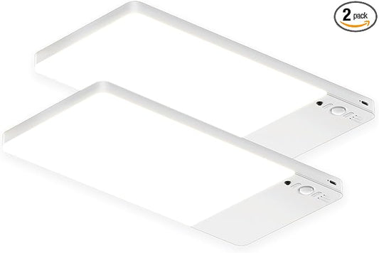FULEN 2 Pack Rechargeable Motion Sensor Ceiling Light Upgraded, Cordless Closet Light with 12000mAh Battery, LED Shower Light for Bathroom,Pantry,Porch,Garage,3000K/4500K/6000K, Remote Control