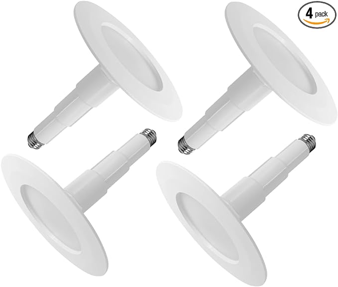 Jolux 4-Pack 5/6" LED Can Lights Retrofit Recessed Lighting,12W=60W,5000K Daylight,800 Lumens,Dimmable Adjustable Retrofit Downlight,ETL,Damp Rated,Simple Installation Can Lights,Bevel Trim