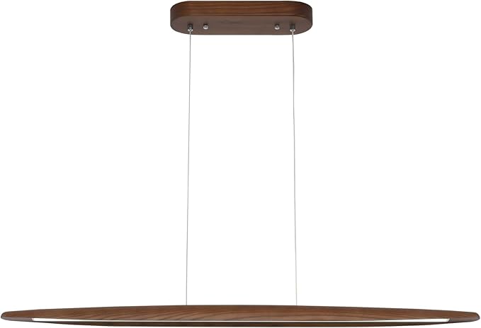 YISDESIGN 39" Wood Linear Pendant Light LED Dimmable Hanging Light Dinning Room Light Fixture Island Lights 24w for Dining Room Kitchen Island Bar Walnut Color