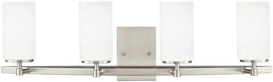 Generation Lighting 4-Light Alturas Contemporary Bath Fixture Wall Lamp Brushed Nickel 4424604EN3-962 | Bathroom Light Fixture for Home Decor | Wall Sconce Vanity Light Fixture and Bathroom Accessory