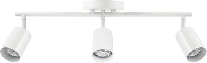 Globe Electric 64000092 21" 3-Light Track Lighting, Matte White, Pivoting Shades, Ceiling Lamp for Bedroom, Kitchen, Hallway, Bathroom, Den, Dining Room, Home Décor