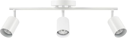 Globe Electric 64000092 21" 3-Light Track Lighting, Matte White, Pivoting Shades, Ceiling Lamp for Bedroom, Kitchen, Hallway, Bathroom, Den, Dining Room, Home Décor