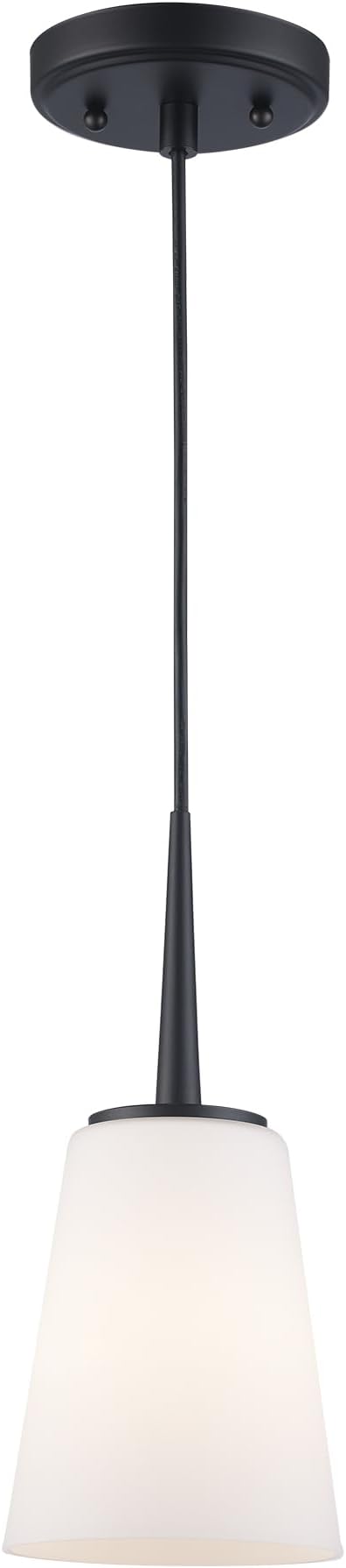 Montgomery 1-Light Pendant Light | Black Finish with White Frosted Glass Shade | Adjustable Hanging Height to 82.75" | Uses E26 Medium Base Bulb (Black, Pendant)
