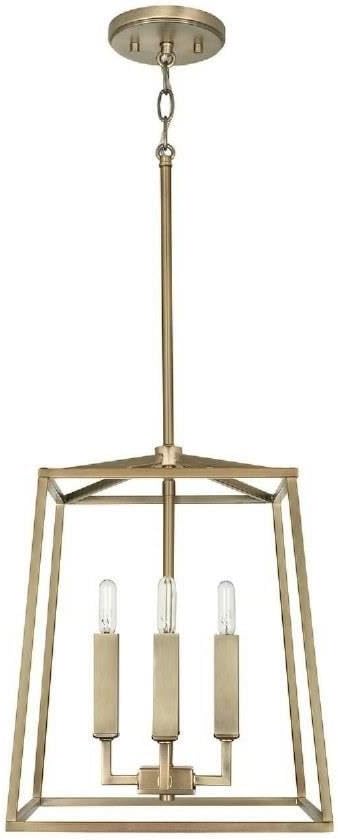 Capital Lighting 537641AD Thea Lantern Foyer Pendant, 4-Light 240 Total Watts, 15" H x 12" W, Aged Brass