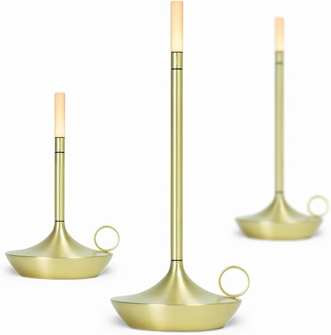 Graypants Wick Portable LED Lamp (Brass, Short)