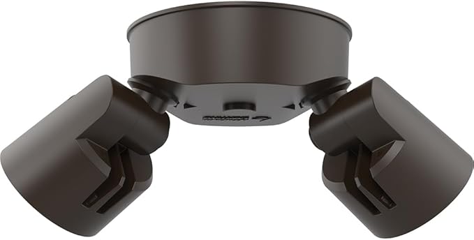Lithonia Lighting HomeGuard 2-Light LED Outdoor Flood Lights, Wall or Ceiling Mount Outdoor Lights, 4000K Cool White, Round Heads, Dark Bronze, 2-Pack (HGX LED 2RH 40K 120 DDB CP2 M2)