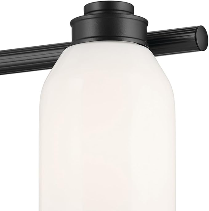 Kichler Shae 4-Light Bathroom Vanity Light Fixture with White Opal Glass, 32.25" Modern Vanity Light in Black for Bathroom Over Mirror (32.25" W x 9" H), 55203BK