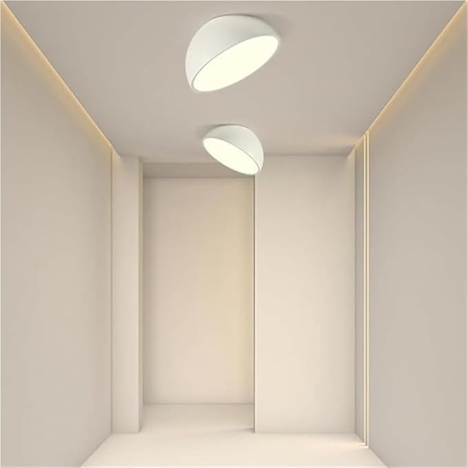 KISAD Modern and Minimalism Semi-Circular Ceiling Lights Iron Body Semi Flush Mount Ceiling Lamp Available in Black and White Three-Color Mode Ceiling Light Fixture for Bedroom(White,20CM/7.87IN)