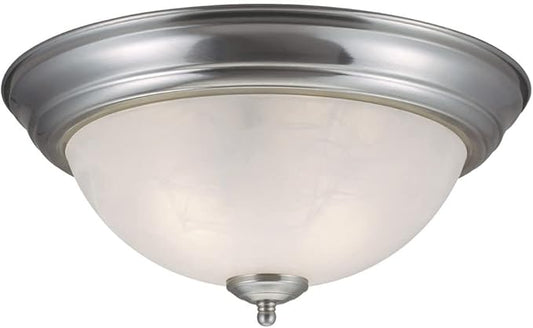 Design House 511550 Millbridge Traditional 2-Light Indoor Flush Mount Ceiling Light Dimmable Alabaster Glass for Bedroom Dining Room Kitchen, Satin Nickel