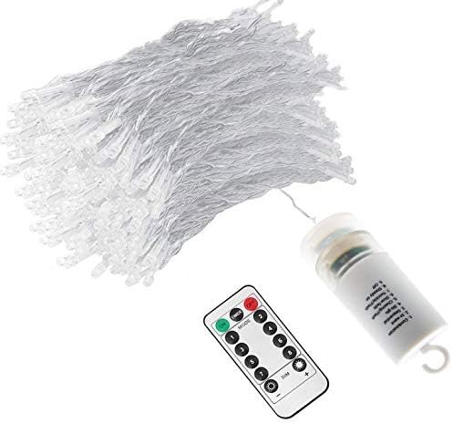 Outdoor Icicle Lights for Outside,9.8FT String Lights with Remote Timer, Battery Powered Hanging Window Wall Dripping Ice Light Waterproof for House Garden Yard Decor(White)