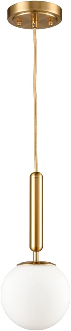 DIRYZON Brass Pendant Lights Kitchen Island Set of 2,Modern Hanging Light Fixture Globe Pendant Lighting with Milk Glass,Adjustable Height