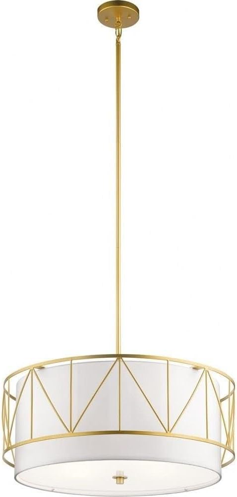 Kichler Birkleigh 11.5" 4 Light Pendant Classic with Satin Etched Glass in Gold