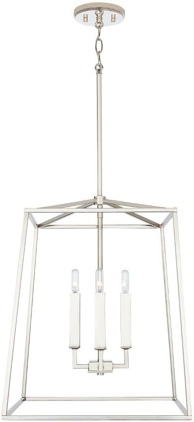Capital Lighting 537642PN Thea Lantern Foyer Pendant, 4-Light 240 Total Watts, 20" H x 16" W, Polished Nickel