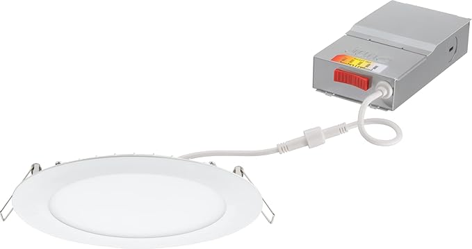 Juno LED Recessed Lights 6 Inch Round Wafer Downlight, 5-in-1 Switchable White Color Temperature, 120 Volts, 6-Inch Ultra-Thin Flat Trim, Matte White (WF6 SWW5 90CRI MW M6)