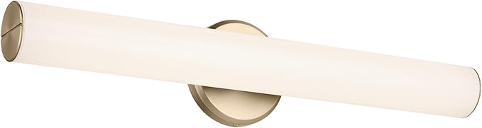 Kichler Rosh 24.25" LED Bathroom Vanity Light Fixture with White Glass in Champagne Bronze, Modern Minimalist Bath Bar for Mirror, Dimmable (24.25" W x 5" H), 55188CPZLED