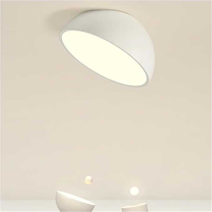 KISAD Modern and Minimalism Semi-Circular Ceiling Lights Iron Body Semi Flush Mount Ceiling Lamp Available in Black and White Three-Color Mode Ceiling Light Fixture for Bedroom(White,50CM/19.7IN)