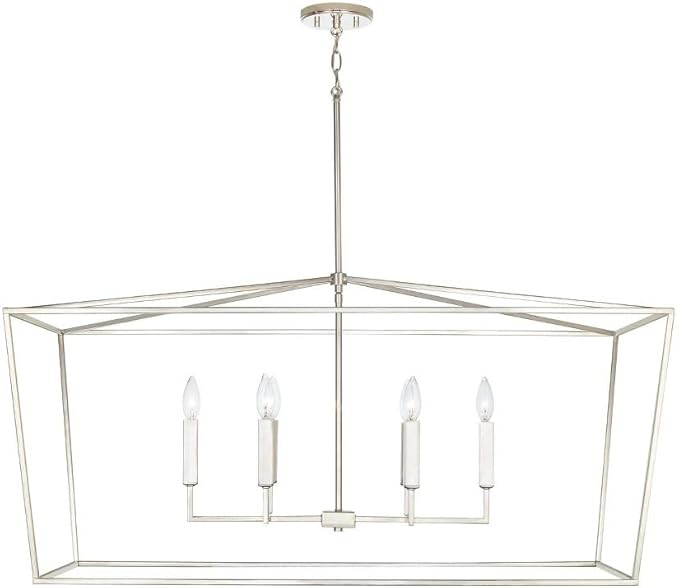 Capital Lighting 837661MB Thea Symmetrical Clear Line Island/Linear Pendant, 6-Light 360 Total Watts, 21" H x 42" W, Matte Black