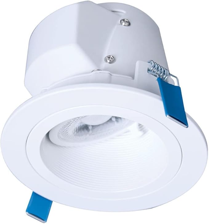 HALO RLS 4 in Adjustable Canless Recessed LED Downlight for Sloped Ceilings with Selectable Color Temperature 2700K-5000K, Dimmable, 900 Lumens, IC-Rated RLS4099FS1EWHDMR